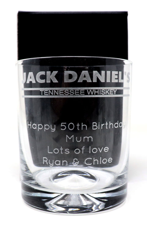 Personalised Glass Tumbler - Jack Daniels Banner Design
