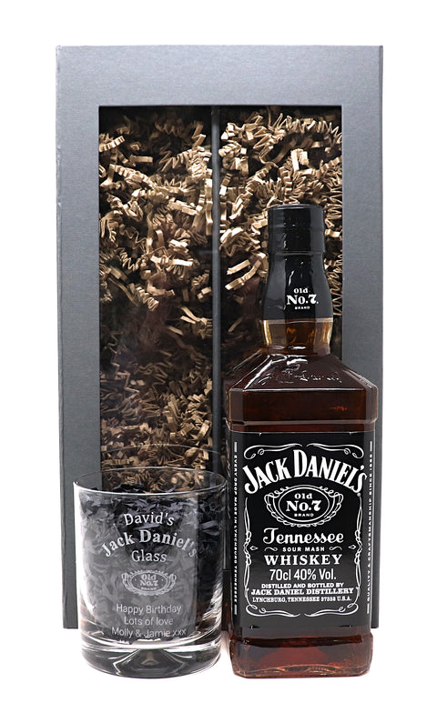 Personalised Glass Tumbler & 70cl Jack Daniels - Jack Daniels Design