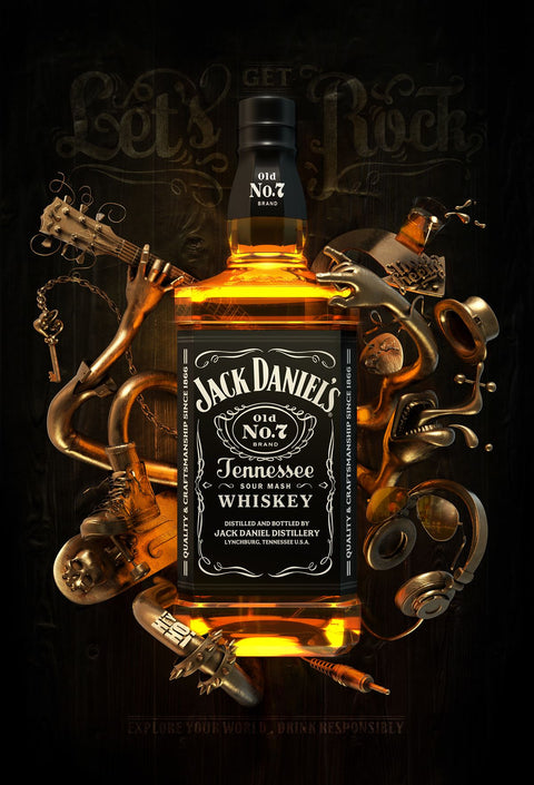 Personalised Crystal Glass Tumbler & 70cl Jack Daniels - Jack Daniels Design