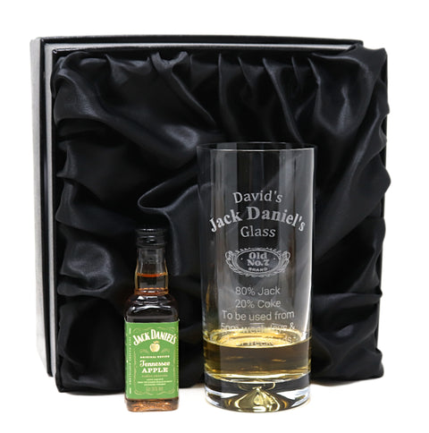 Personalised Highball Glass & Miniature - Jack Daniels % Design