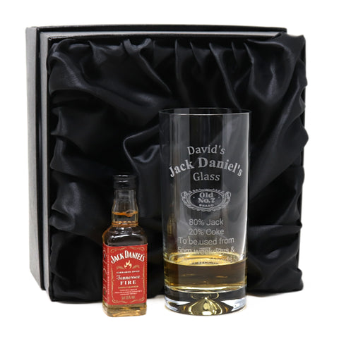 Personalised Highball Glass & Miniature - Jack Daniels % Design