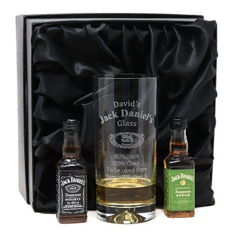 Personalised Highball Glass & Miniature - Jack Daniels % Design