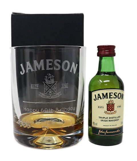 Personalised Glass Tumbler & Miniature - Jameson Label Design