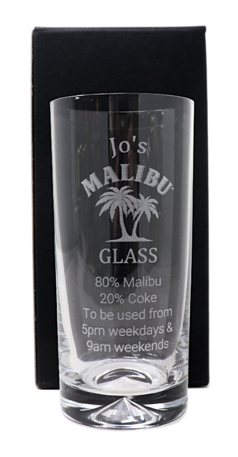 Personalised Highball Glass & Miniature - Malibu % Design