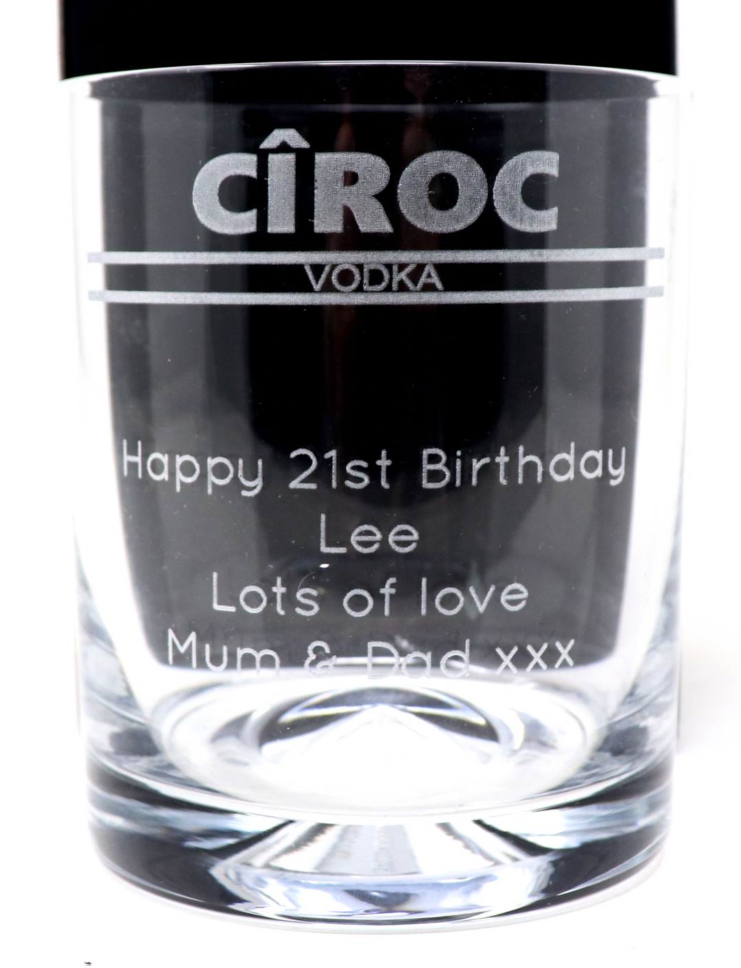 Personalised Ciroc Vodka Gift Hamper with Engraved Vodka Glass Regalo