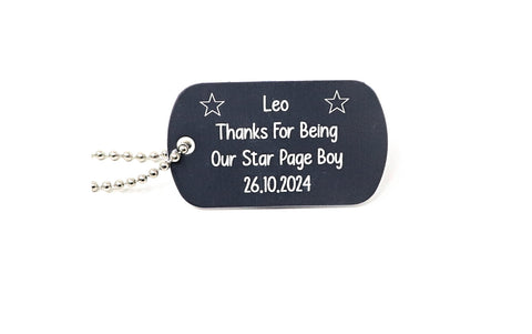 Personalised ID Tag Necklace - Star Page Boy Wedding Design
