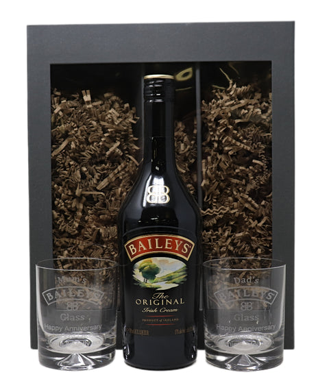 Personalised Pair of Glass Tumblers & 70cl Baileys - Baileys Design