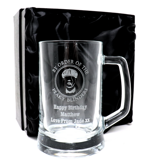 Personalised Pint Glass Tankard - Peaky Blinders Design