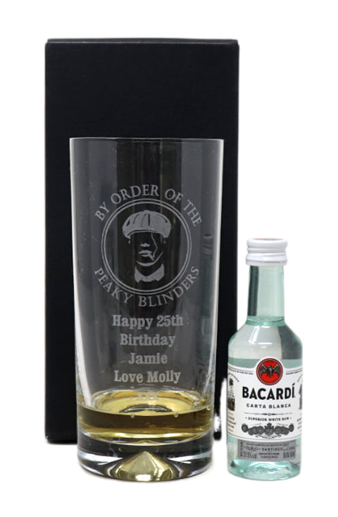 Personalised Highball Glass & Miniature - Peaky Blinders Design