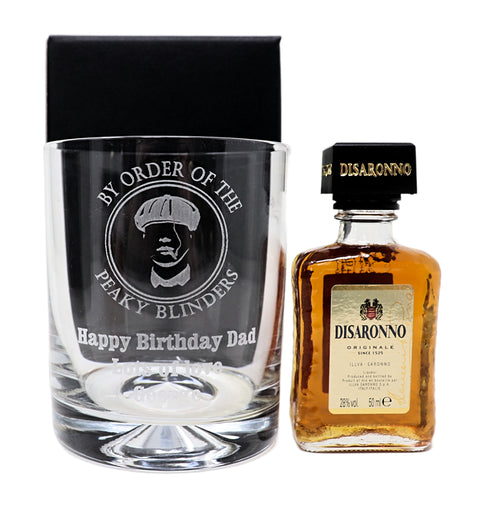 Personalised Glass Tumbler & Miniature - Peaky Blinders Design