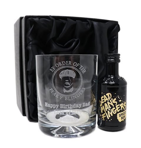 Personalised Glass Tumbler & Miniature - Peaky Blinders Design