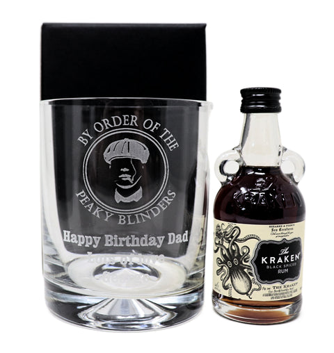 Personalised Glass Tumbler & Miniature - Peaky Blinders Design