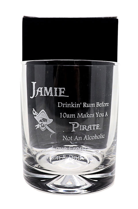 Personalised Glass Tumbler & Miniature - Pirate Rum Design