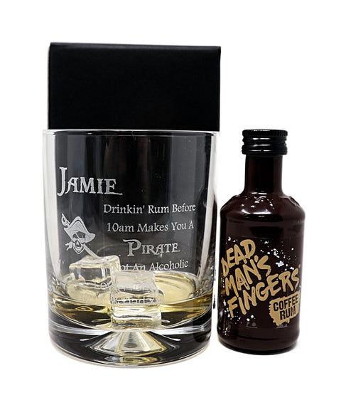 Personalised Glass Tumbler & Miniature - Pirate Rum Design