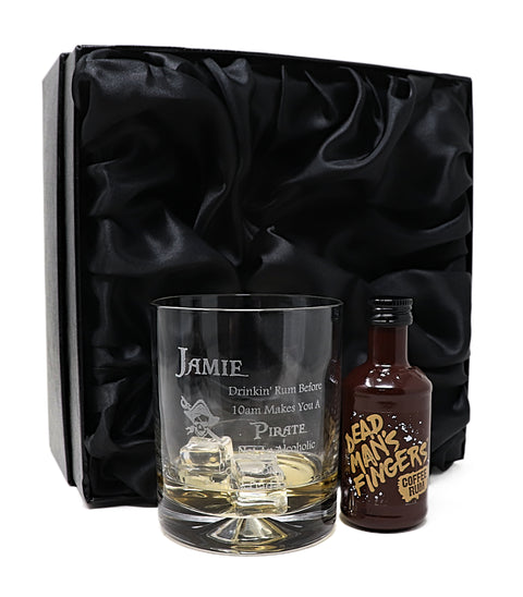 Personalised Glass Tumbler & Miniature - Pirate Rum Design