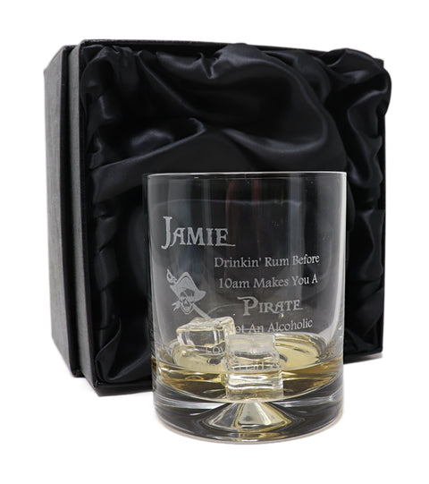 Personalised Dimple Glass Tumbler - Pirate Rum Design