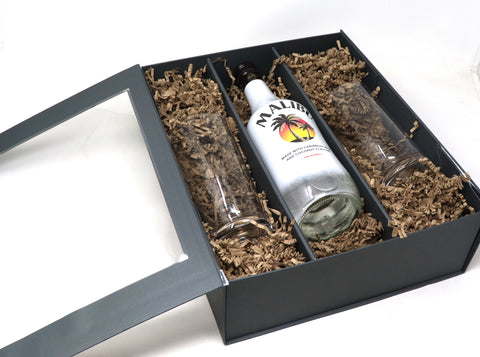 Personalised Pair of Highball Glasses & Malibu - Label Design