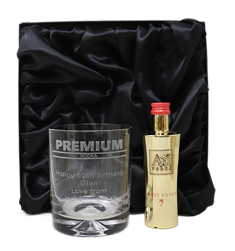 Personalised Glass Tumbler & Miniature - Premium Vodka Banner Design