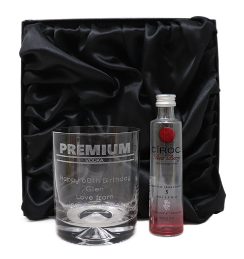 Personalised Glass Tumbler & Miniature - Premium Vodka Banner Design