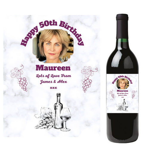 Personalised Red Wine Bottle Label - Photo Design