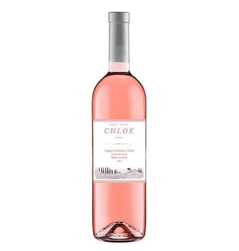 Personalised Rose Wine Bottle Label - Vineyard Design