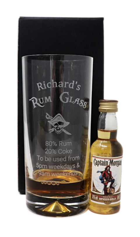 Personalised Highball Glass & Miniature - Rum % Design