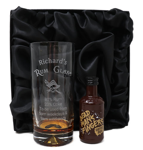 Personalised Highball Glass & Miniature - Rum % Design