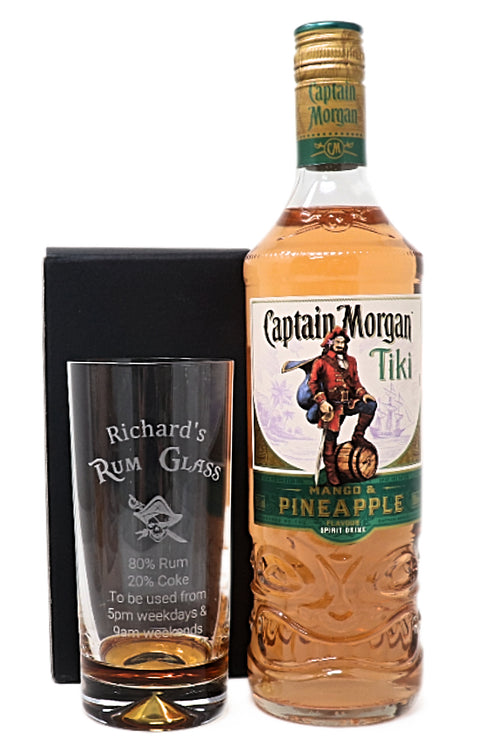 Personalised Highball Glass & 70cl Captain Morgan - Rum % Design