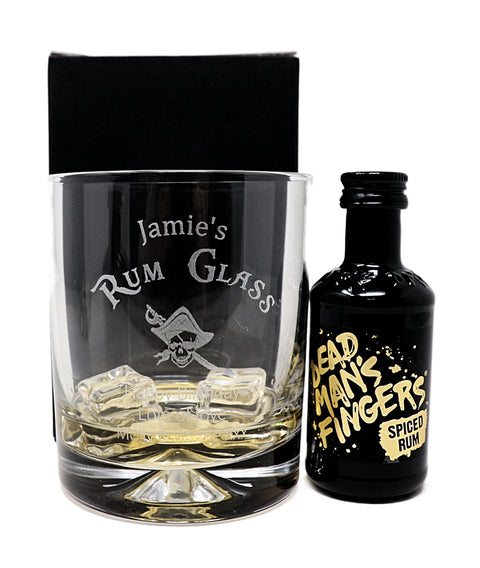 Personalised Glass Tumbler & Miniature - Rum Design