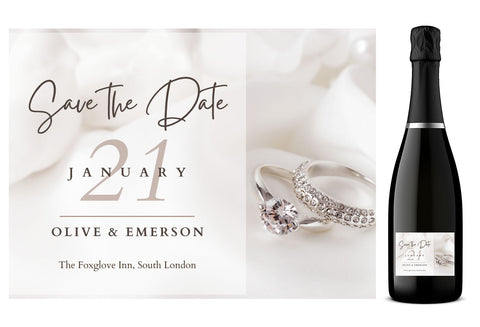 Personalised Prosecco Bottle Label - Save The Date Design