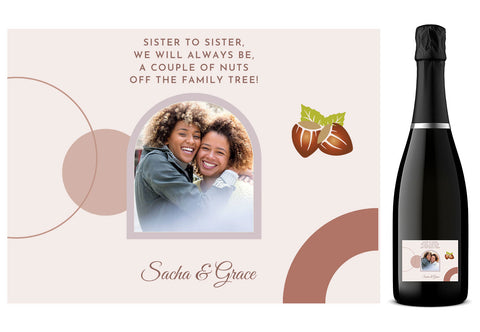 Personalised Prosecco Bottle Label - Sister to Sister Photo Design