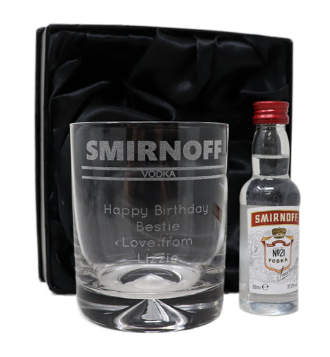 Personalised Glass Tumbler & Miniature - Smirnoff Banner Design