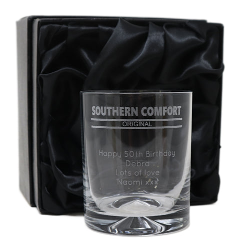 Personalised Glass Tumbler - Southern Comfort Banner Design