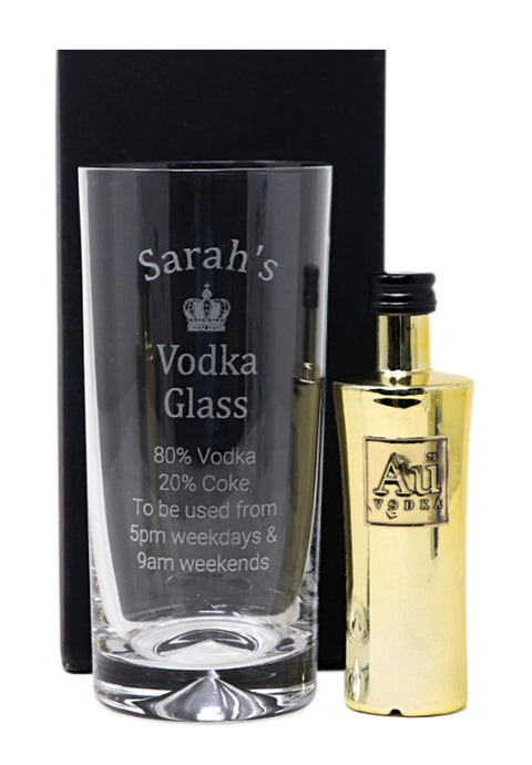 Personalised Highball Glass & Miniature - Vodka % Design