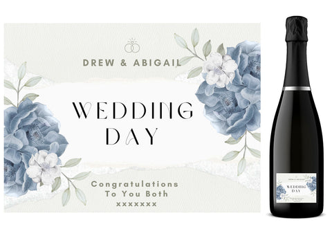 Personalised Prosecco Bottle Label - Wedding Flowers Design