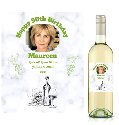 Personalised White Wine Bottle Label - Photo Design