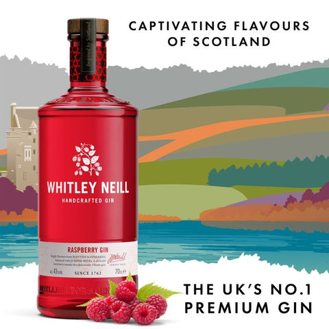 Personalised Pair of Crystal Highballs & 70cl Whitley Neill Raspberry Gin