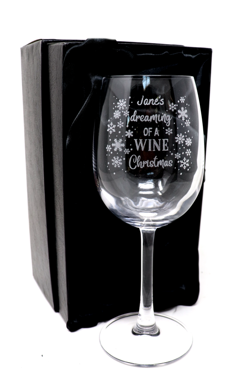 Personalised Reserva Wine Glass - Christmas Design